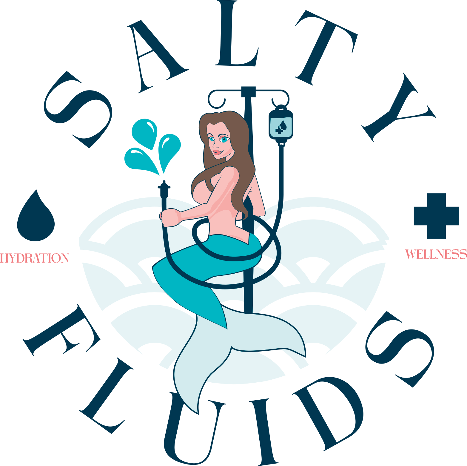 Salty Fluids mermaid crest logo